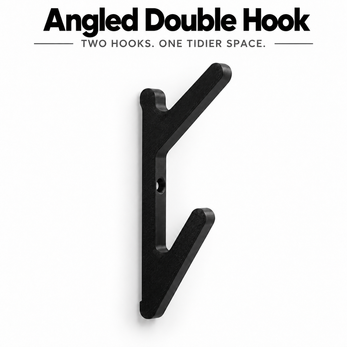 Single angled double hook shown for detail; supplied as a pack of three.