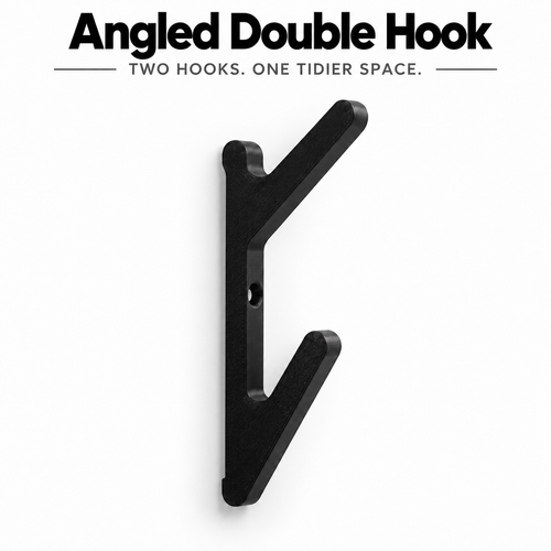Single angled double hook shown for detail; supplied as a pack of three.